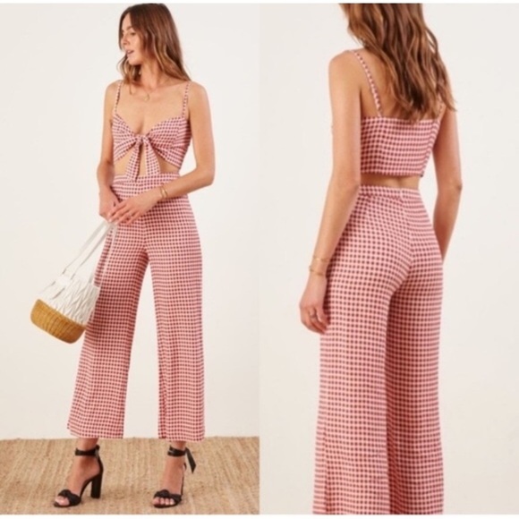 REFORMATION NWOT Bahama Pant in Gingham Check - Picture 2 of 6